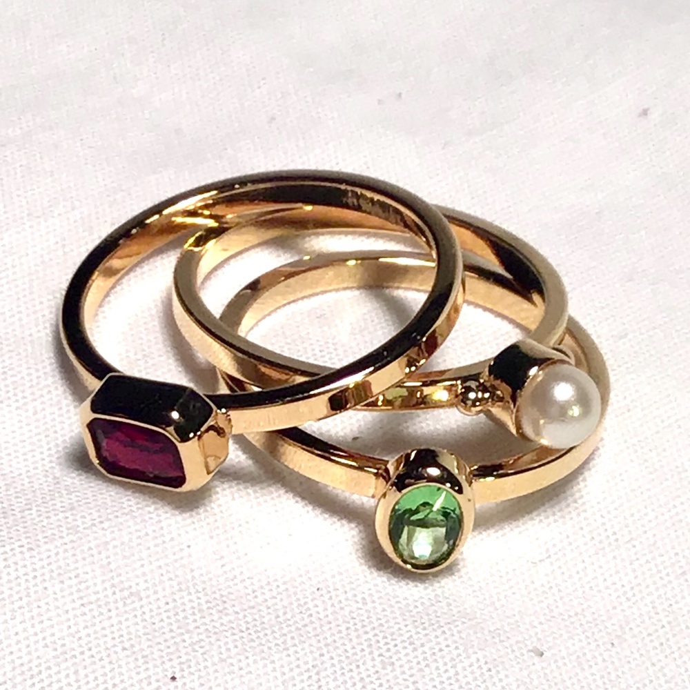 🌺NEW! Gold & Gemstone Stacking Rings - Picture 1 of 11